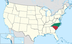 USA map showing NC and SC