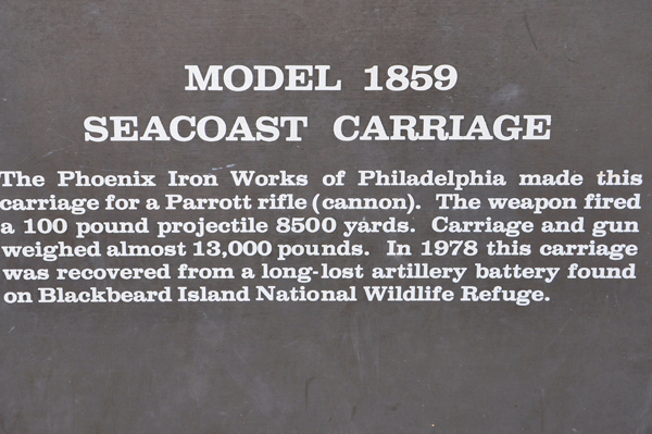 sign about the model 1859 Seacoast Carriage