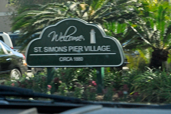 St Simons pier village sign