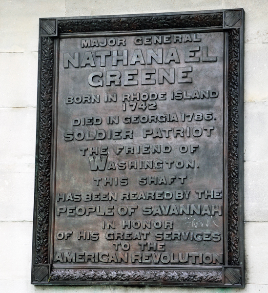 Major General Nathanael Greeene plaque
