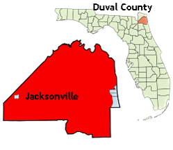 Florida map showing location of Jacksonville