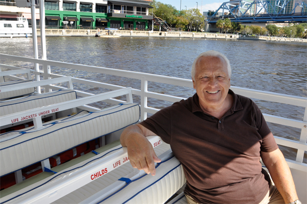 Lee Duquette on the water taxi 