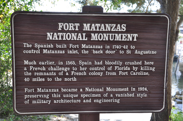 Fort Matanzas National Monument sign