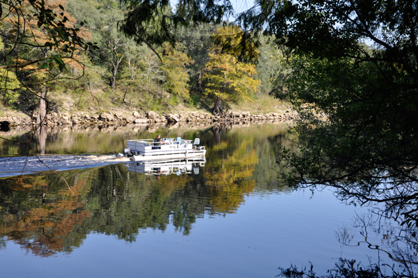 pontoon boat on The Suwannee River 