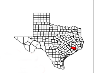 Texas map showing location of Houston
