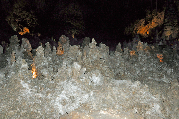popcorn-covered stalagmites