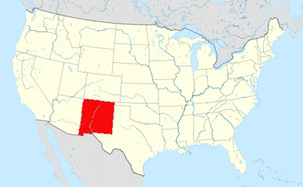 USA map showing location of NM