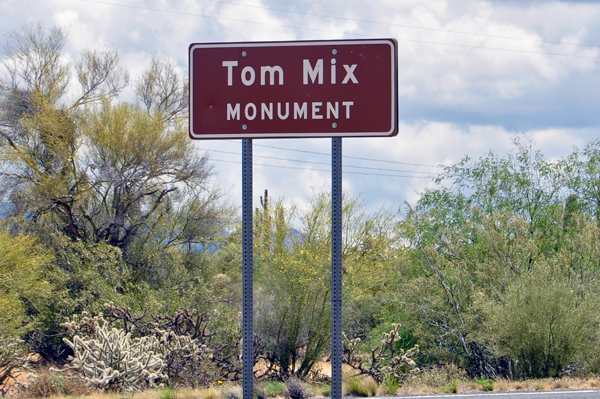 Tom Mix Monument sign