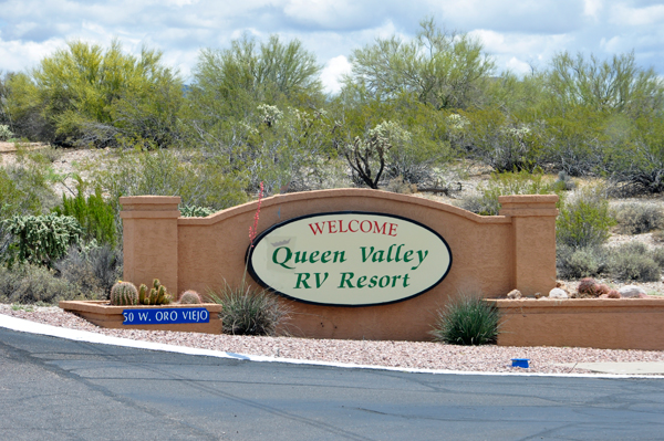 Queen Valley RV Resort welcome sign