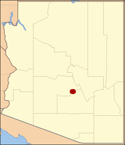 Map of Arizona showing location of Lost Dutchman State Park