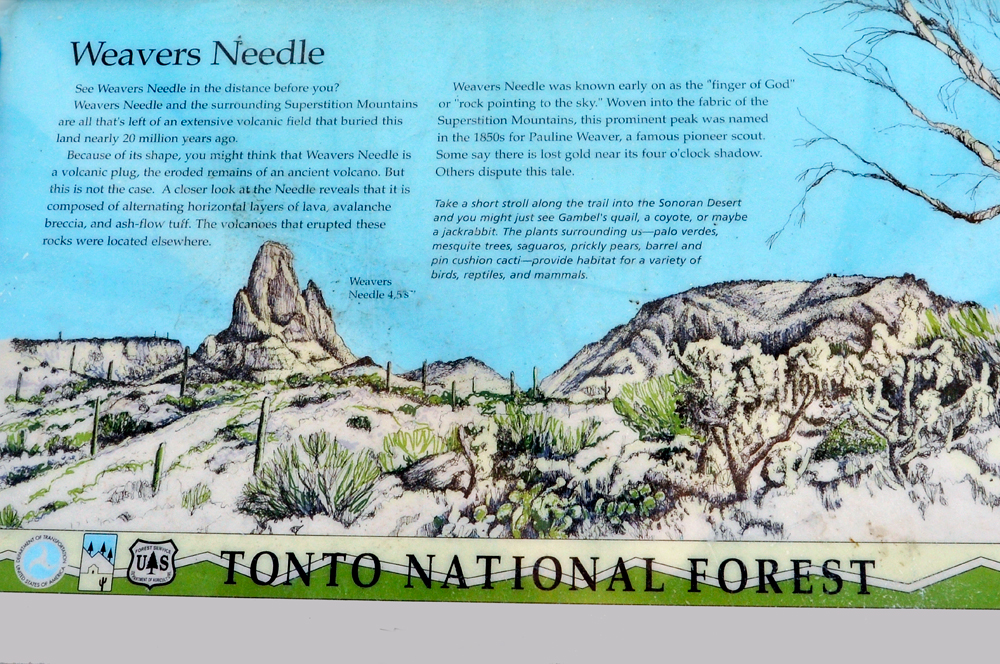 sign about Weavers Needle