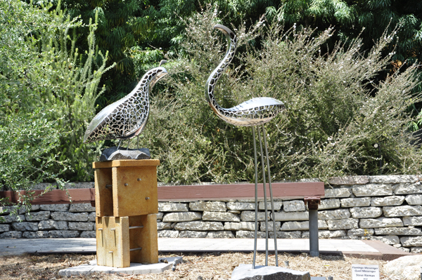 bird sculptures at the Stairway Garden