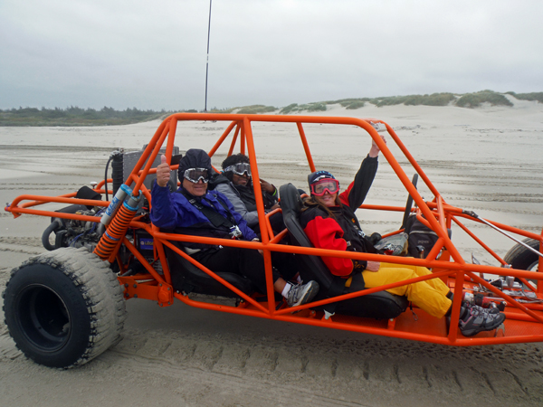 The two RV Gypsies int the dune buggy.