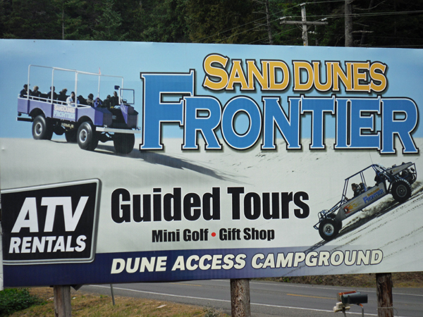 sign: Sanddunes Frontier dunebuggy rides