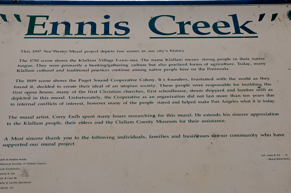 Ennis Creek and mural sign