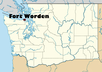 Washington state map showig location of Fort Worden