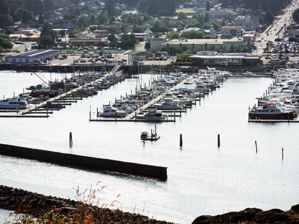 View of the downtown and marina of Anacortes, from the east.