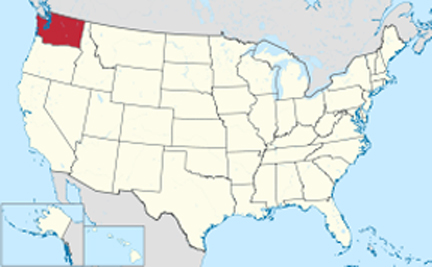USA map showing location of Washington state