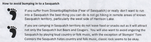 avoid Sasquatch lessons