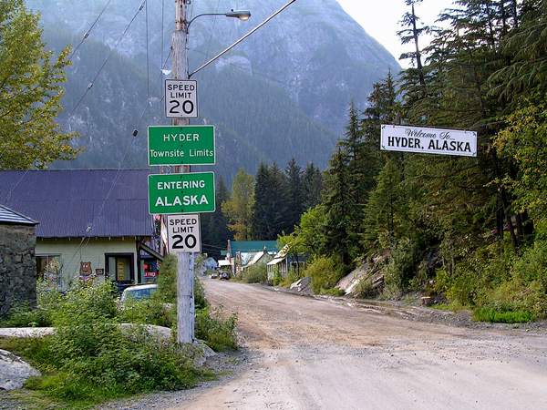 entering Hyder, Alaska