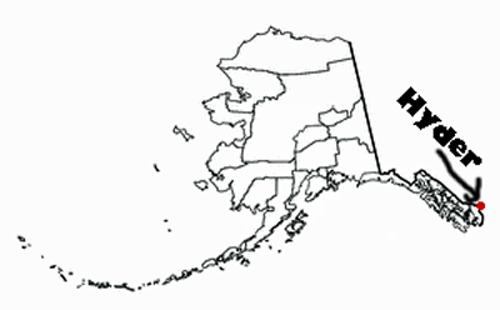 map showing location of Hyder, Alaska