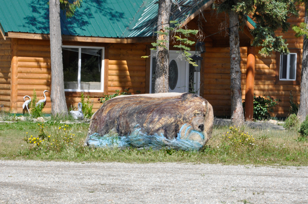 bear painted on a rock