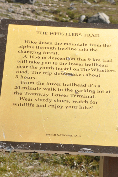 Whistlers trail sign