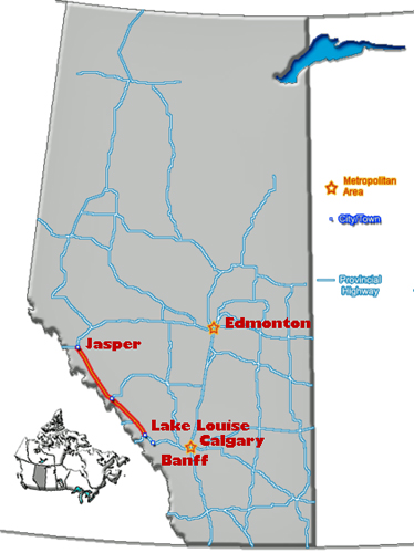 Icefields Parkway map