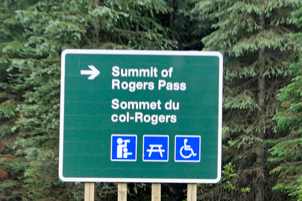 sign: summit of Rogers Pass