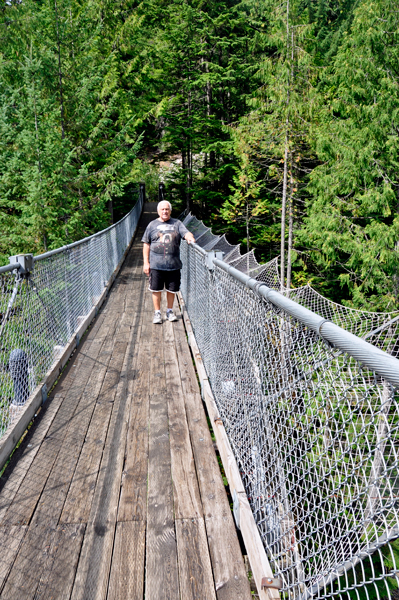 Lee Duquette on the Crazy Creek Suspension Bridge