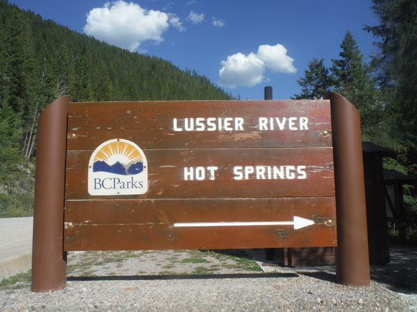 sign: Lussier River Hot Springs
