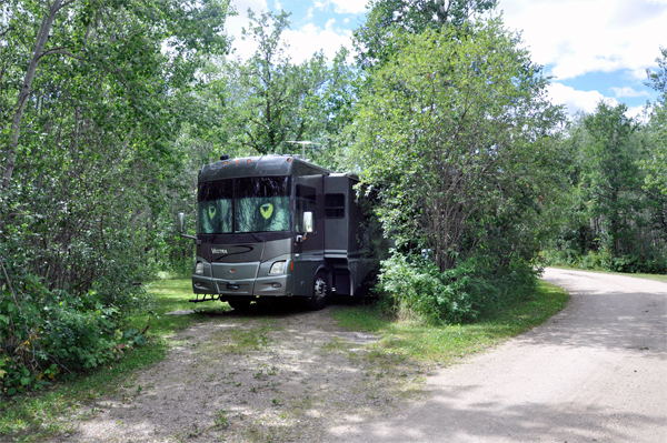 the RV of the two RV Gypsies at International Peace Garden Campground