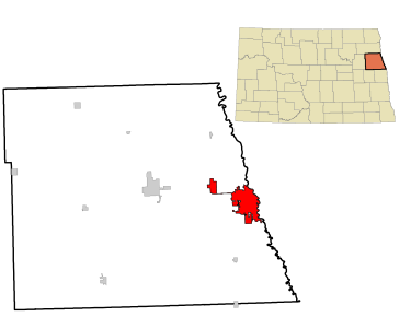 Location of Grand Forks in North Dakota