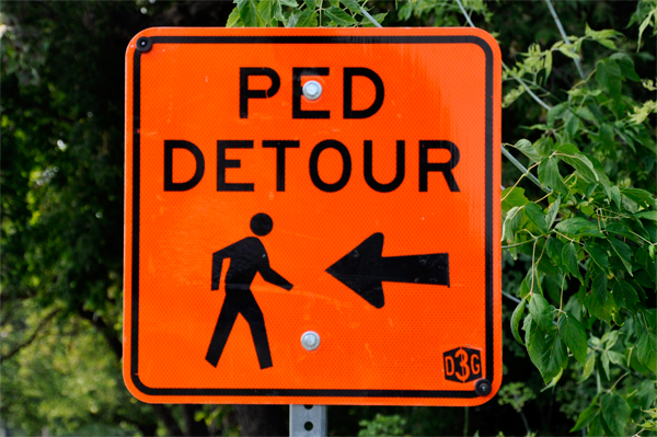 ped detour sign