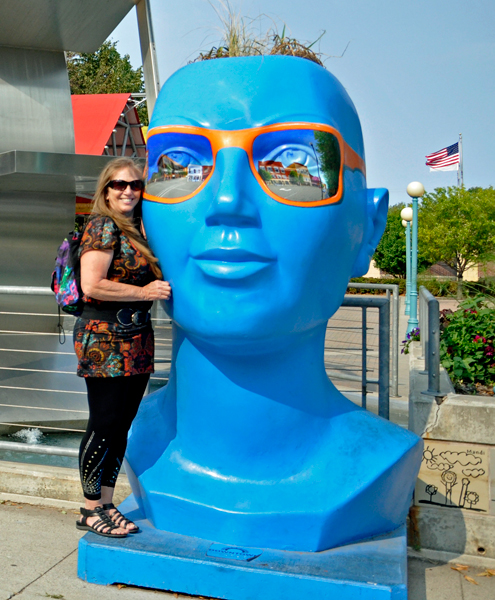 Karen Duquette and the Big Blue Planter Head