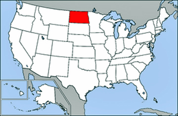 USA map showing loation of North Dakoga