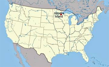 USA map showing location of Pictured Rocks