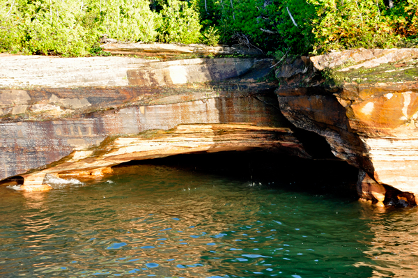 Pictured Rocks and water dripping from the cliffs
