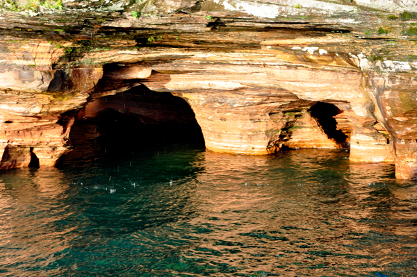 Pictured Rocks and water dripping from the cliffs