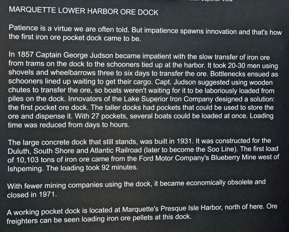 Marquette Lower Harbor Ore dock sign