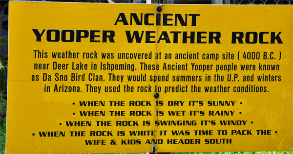 sign about the Ancient Weather Rock
