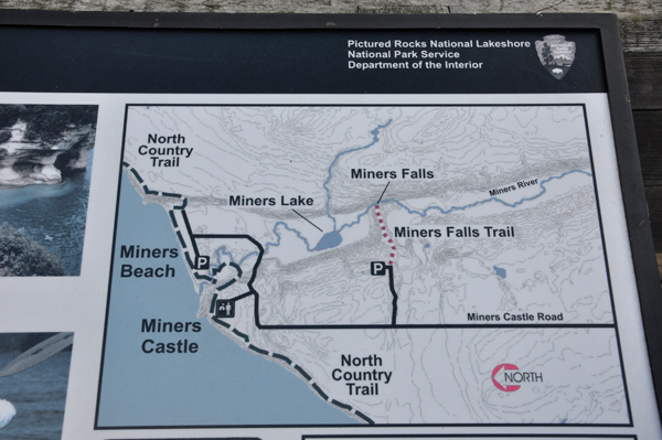 map showing location of Miners Falls