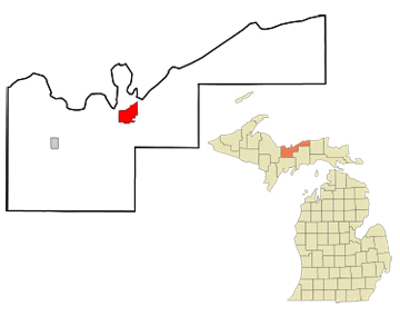 Michigan map showing location of Minising