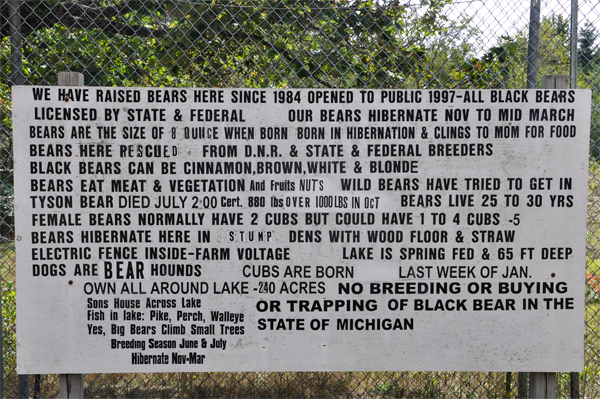 sign about the bears and the bear ranch