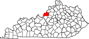 Kentucky map showing location of Louisville