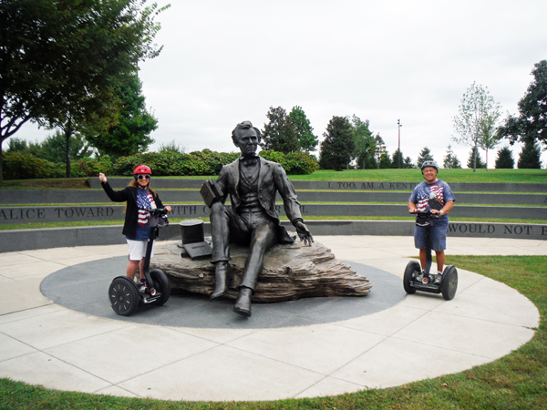 The two RV Gypsies on Segways by Lincoln's statue