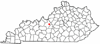 Kentucky map showing location of Elizabethtown