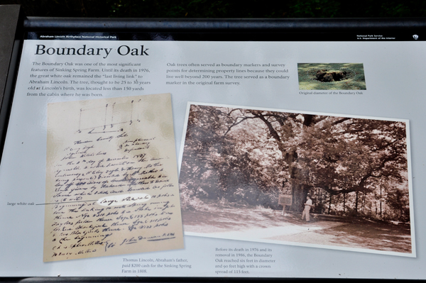 sign about a boundary oak tree