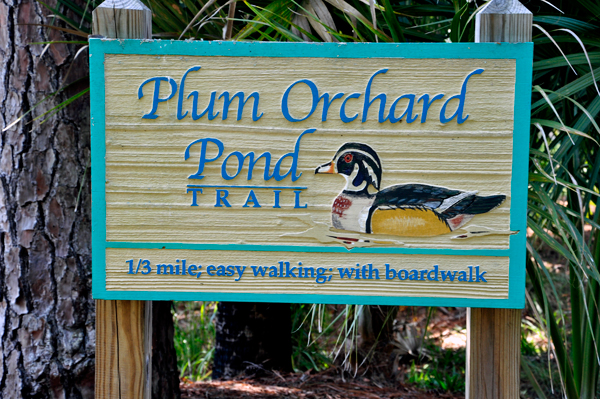 Plum Orchard Pond Trail sign