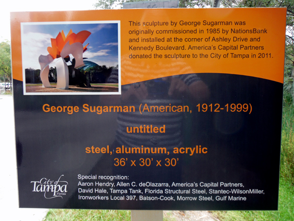 sign about the sculpture by George Sugarman